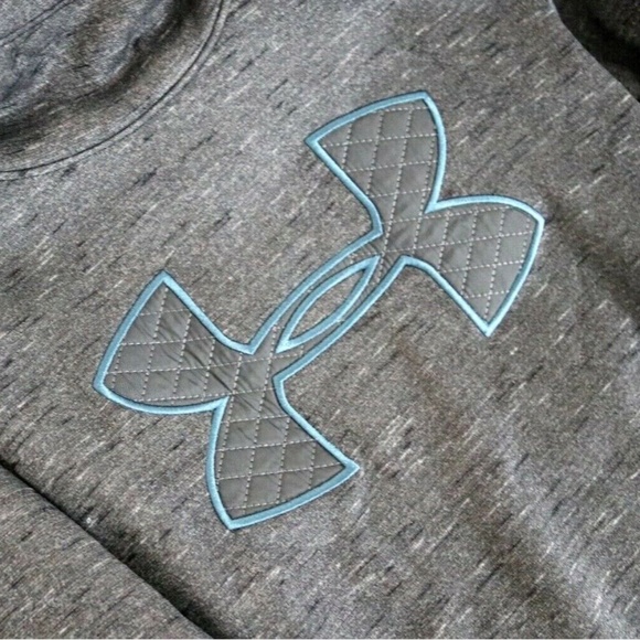 NWT! Under Armour Womens 1317891 Fleece Big Logo Gray Blue Hoodie Sweatshirt S M - Picture 3 of 5